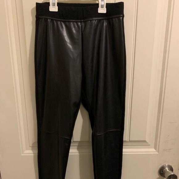 New Gap Faux Leather Front Leggings Blk 